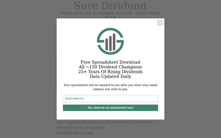 Screenshot of suredividend.com