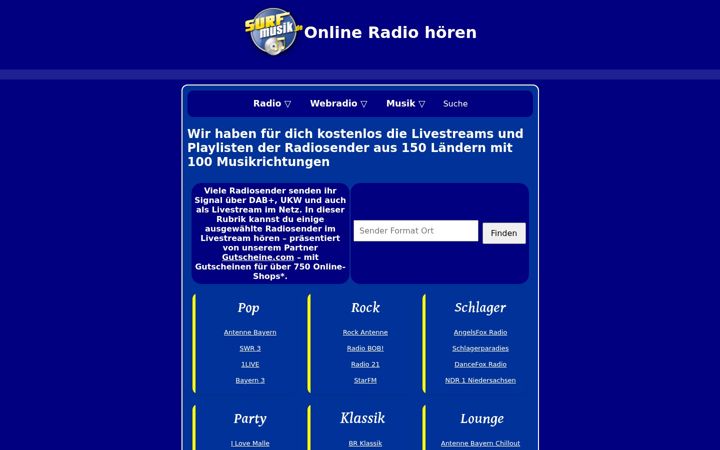 Skärmbild av surfmusik.de