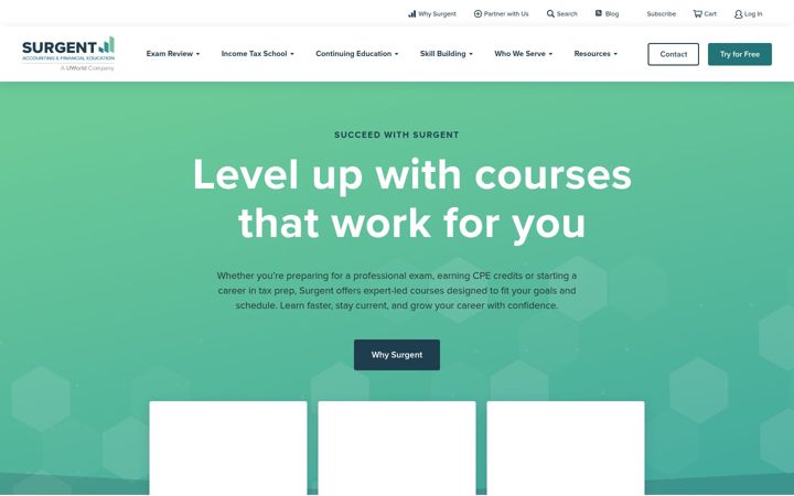 Screenshot of surgent.com