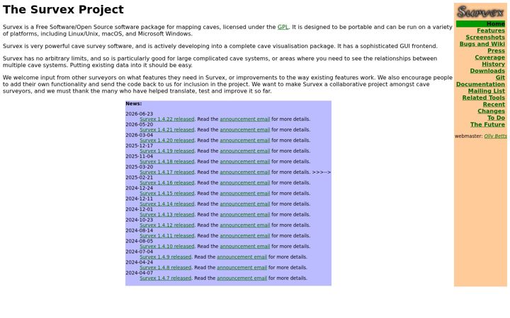 Screenshot of survex.com