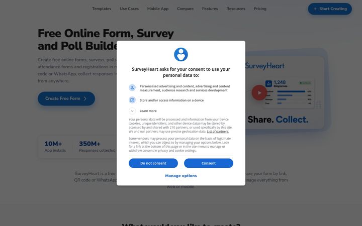 Screenshot of surveyheart.com