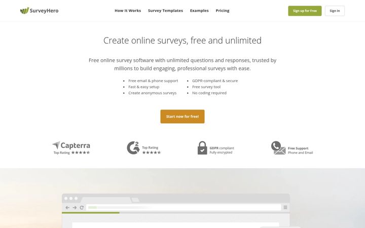 Screenshot of surveyhero.com