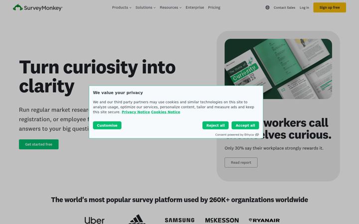 Screenshot of surveymonkey.ca
