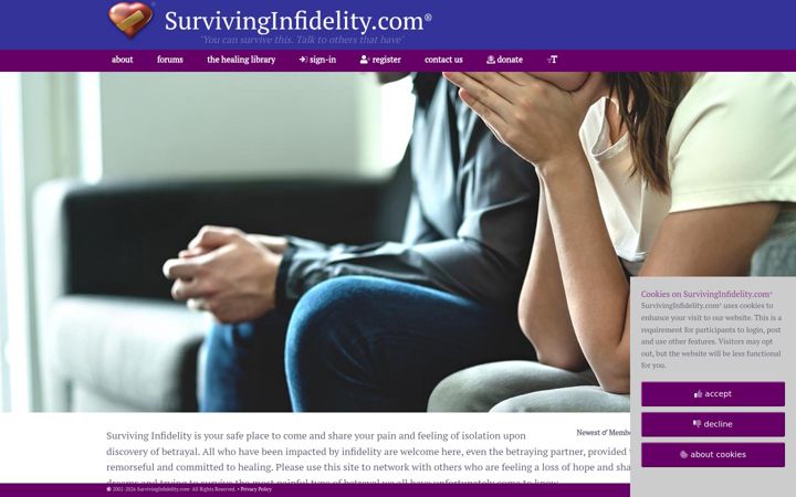 Screenshot of survivinginfidelity.com