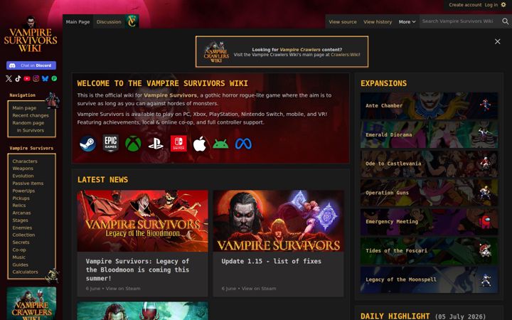 Screenshot of survivors.wiki