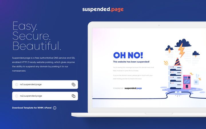 Screenshot of suspended.page