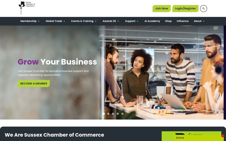 Screenshot of sussexchamberofcommerce.co.uk