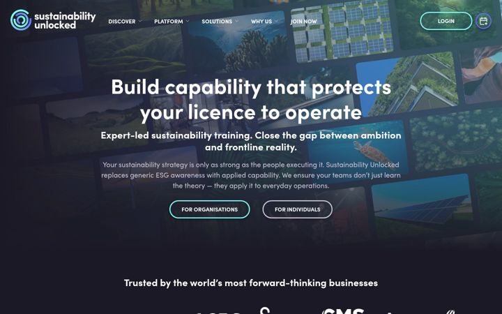 Captură de ecran a sustainabilityunlocked.com