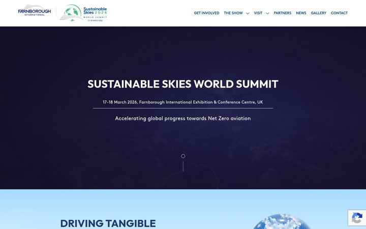 Screenshot van sustainableskies.co.uk