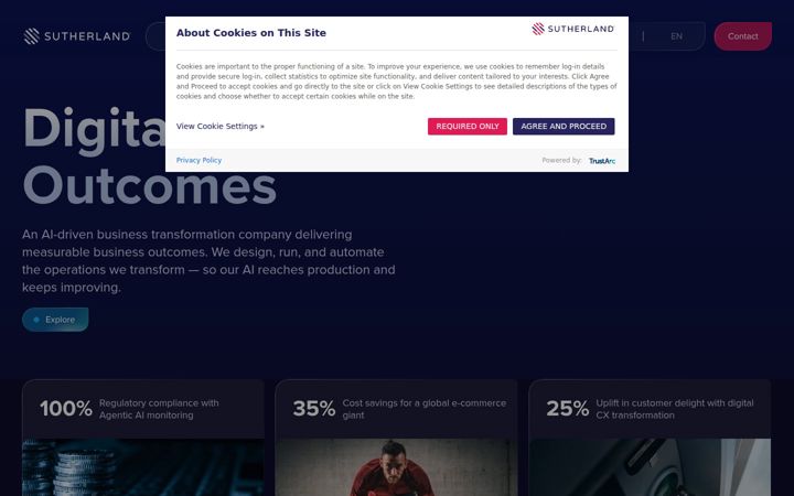 Ekrānuzņēmums no sutherlandglobal.com