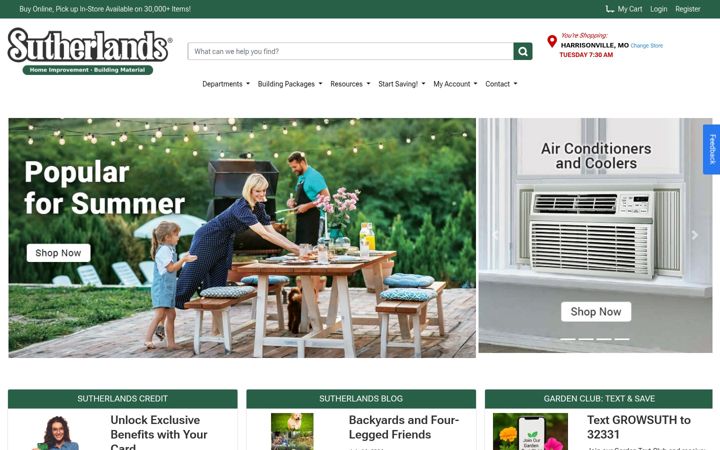 Skjámynd af sutherlands.com