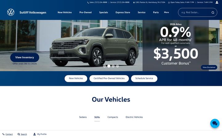 Ekrano kopija sutliffvolkswagen.com