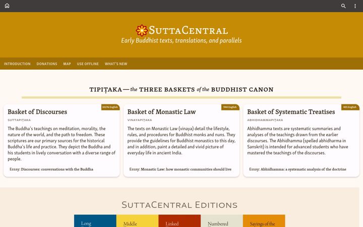 Screenshot of suttacentral.net