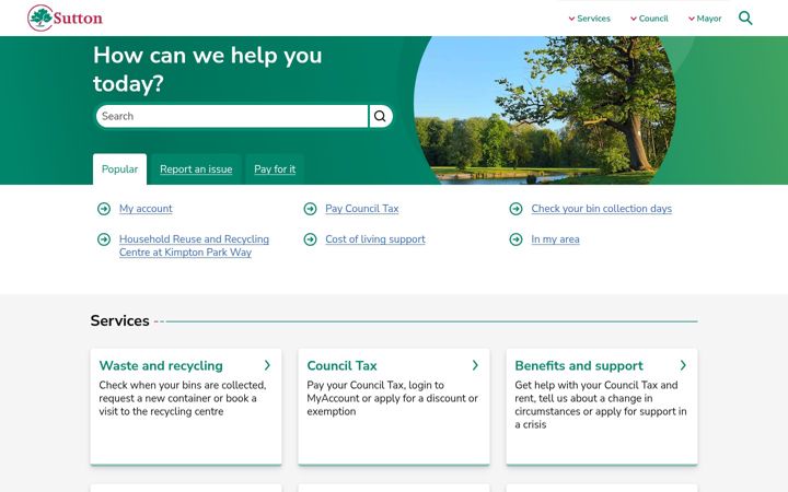 Screenshot of sutton.gov.uk