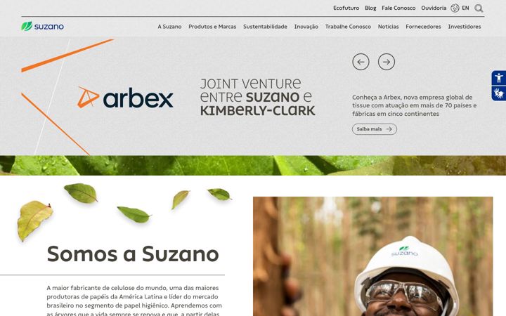 Screenshot of suzano.com.br