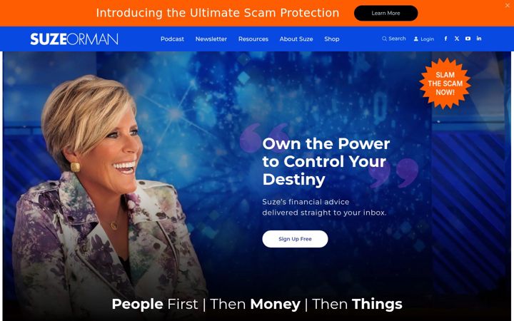 Screenshot of suzeorman.com
