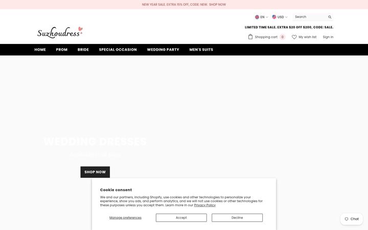 Skærmbillede af suzhoudress.com