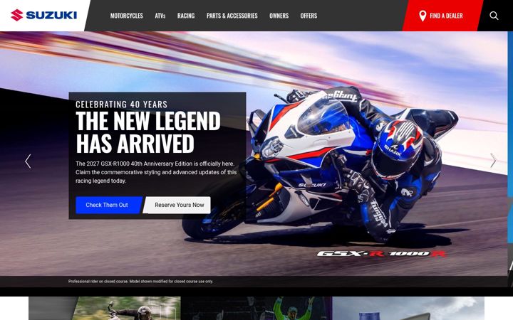 Screenshot of suzukicycles.com