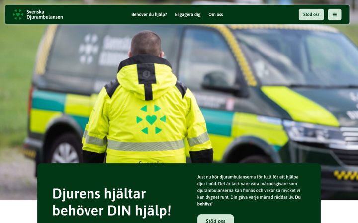 Ekrano kopija svenskadjurambulansen.se