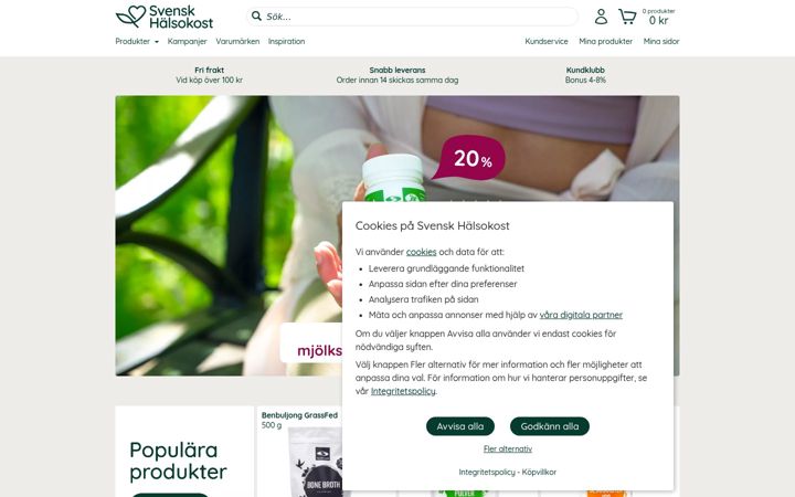 Screenshot of svenskhalsokost.se
