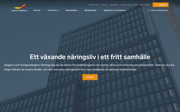 Ekraanipilt saidist svensktnaringsliv.se