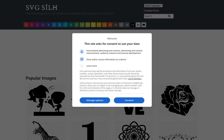 Screenshot of svgsilh.com