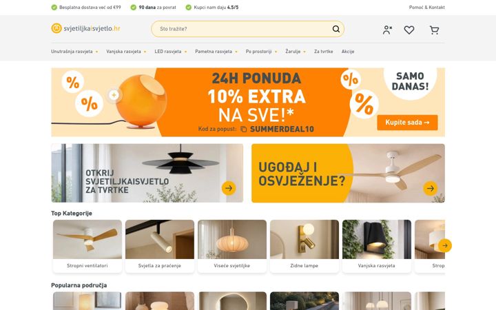 Posnetek zaslona svjetiljkaisvjetlo.hr