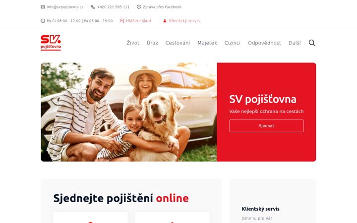 Kuvakaappaus sivustosta svpojistovna.cz
