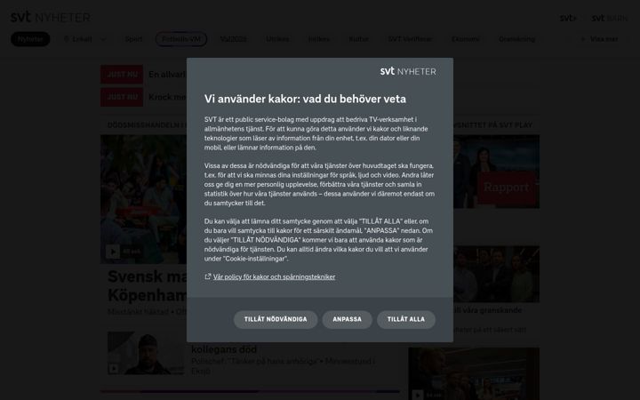Screenshot stránky svt.se