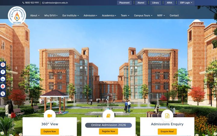 Screenshot of svvv.edu.in