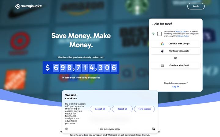 Screenshot ta' swagbucks.com