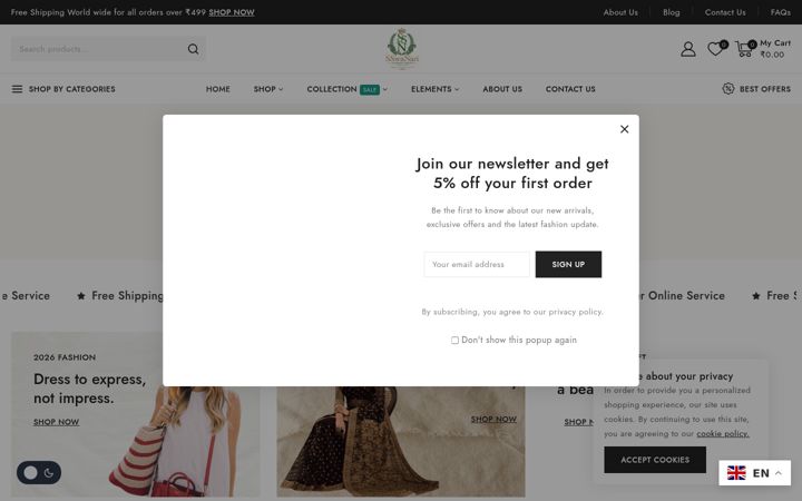Screenshot of swanarifashion.com