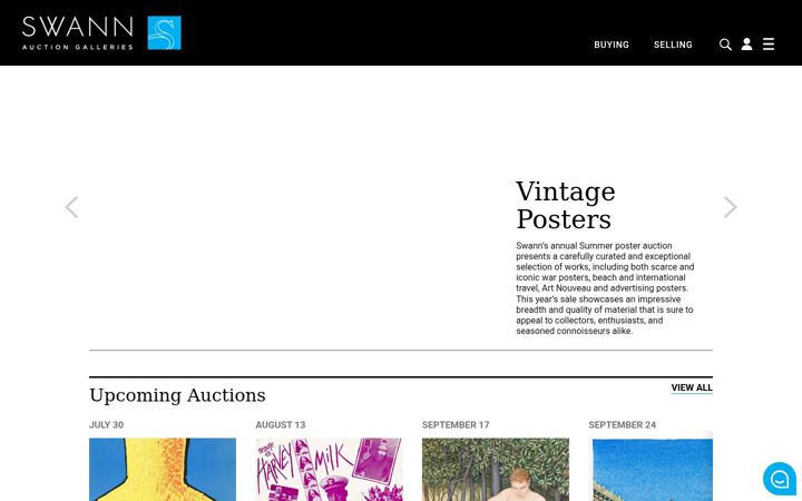 Screenshot of swanngalleries.com
