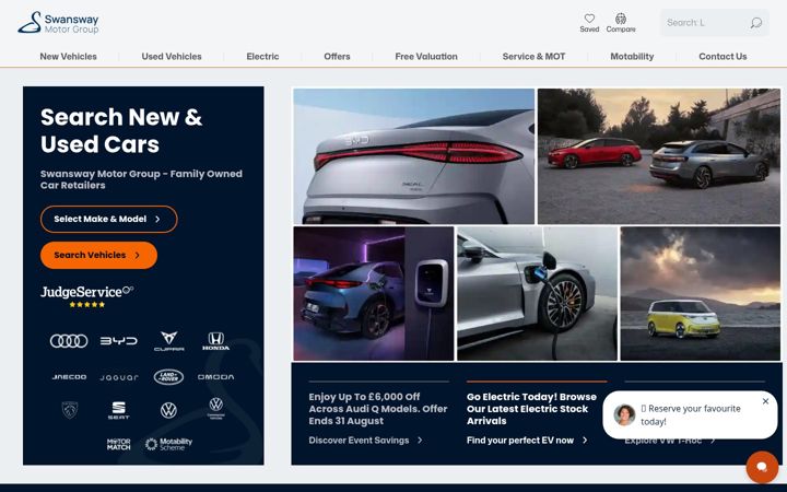Screenshot of swanswaygarages.com