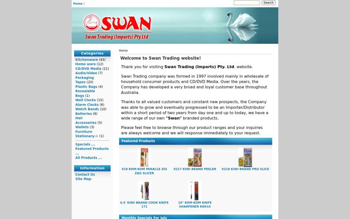 Screenshot of swantrading.com.au