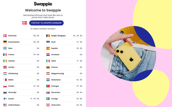 Screenshot di swappie.com