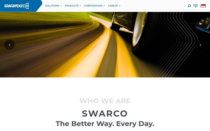 Screenshot of swarco.com