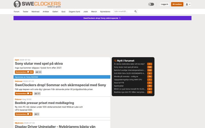 Zrzut ekranu sweclockers.com