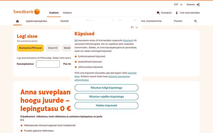 Screenshot of swedbank.ee