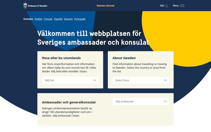 Screenshot of swedenabroad.se