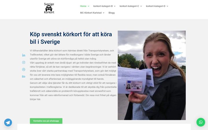Screenshot of swedishdrivers-license.com