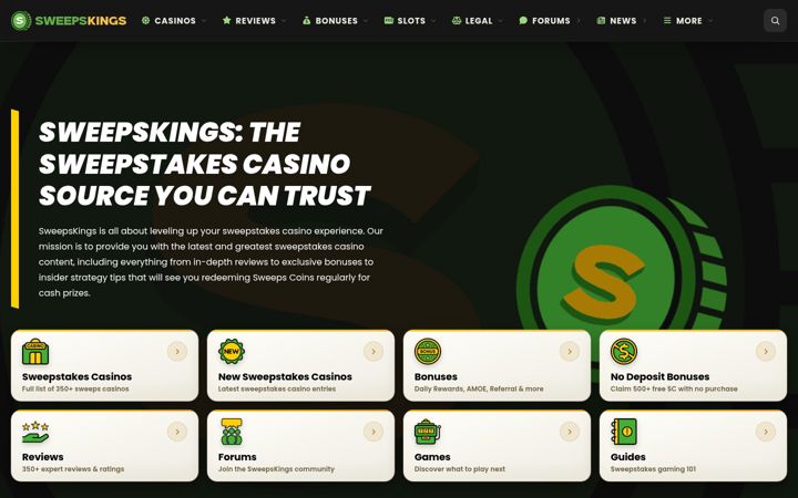 Screenshot of sweepskings.com