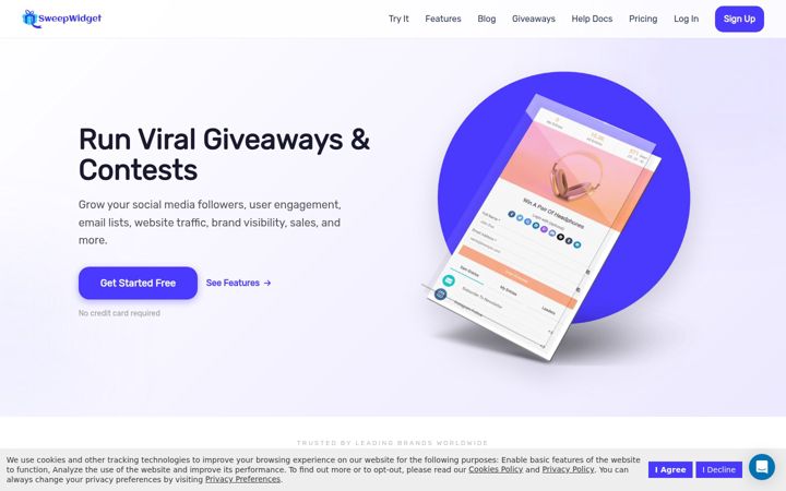 Screenshot of sweepwidget.com