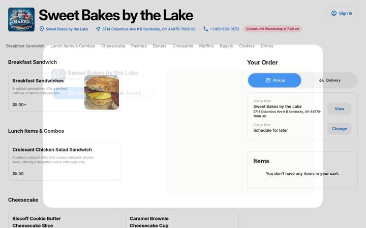 Skærmbillede af sweetbakesbythelake.square.site