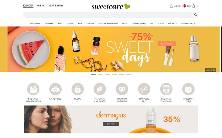 Ekraanipilt saidist sweetcare.com