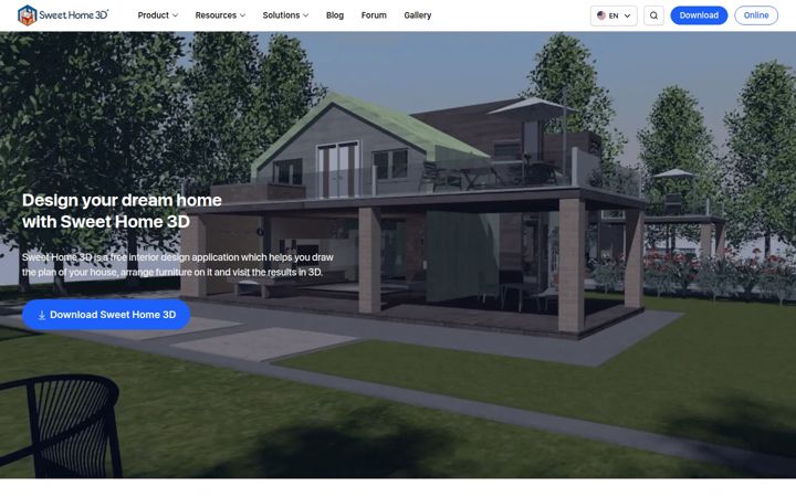 Screenshot of sweethome3d.com