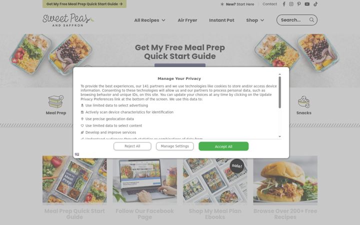 Screenshot of sweetpeasandsaffron.com
