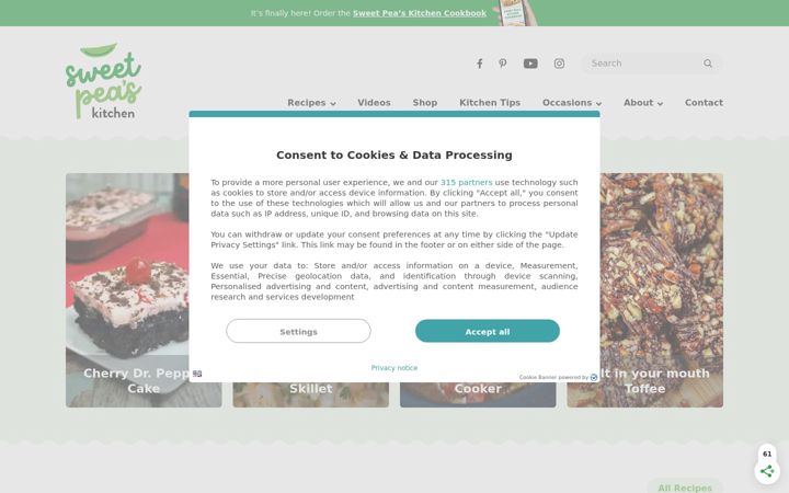 Screenshot of sweetpeaskitchen.com