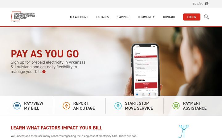 Screenshot of swepco.com