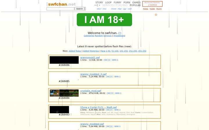 Screenshot of swfchan.com